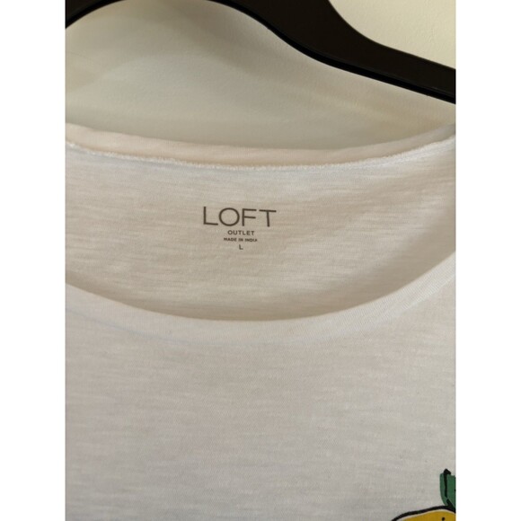 LOFT Outlet Blue And White Striped Lemon Shirt Large Short Sleeve T Shirt Lemons - Picture 2 of 4